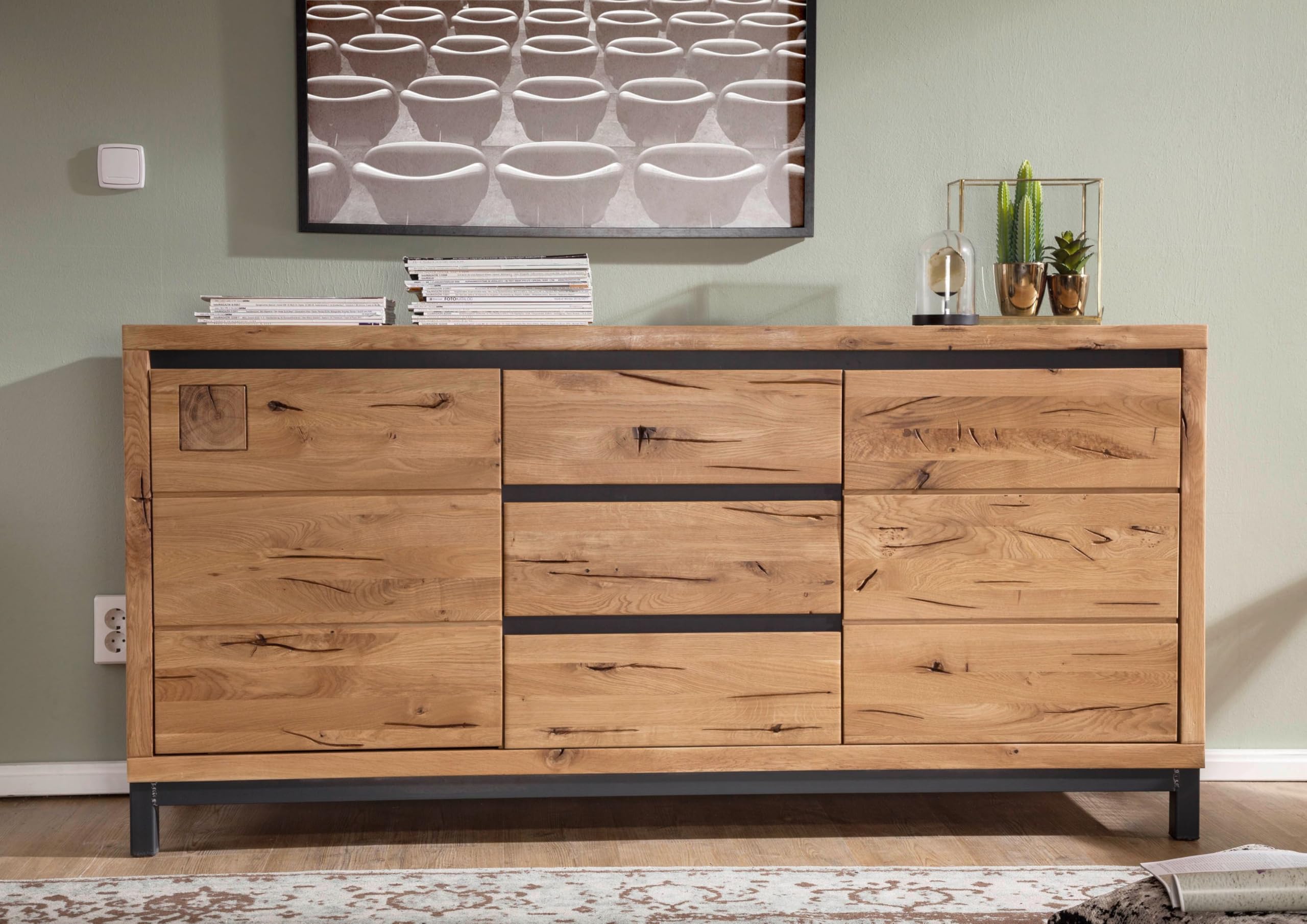 MASSIVMOEBEL24.DE Sideboard Wildeiche Natur geölt VILLANDERS #109