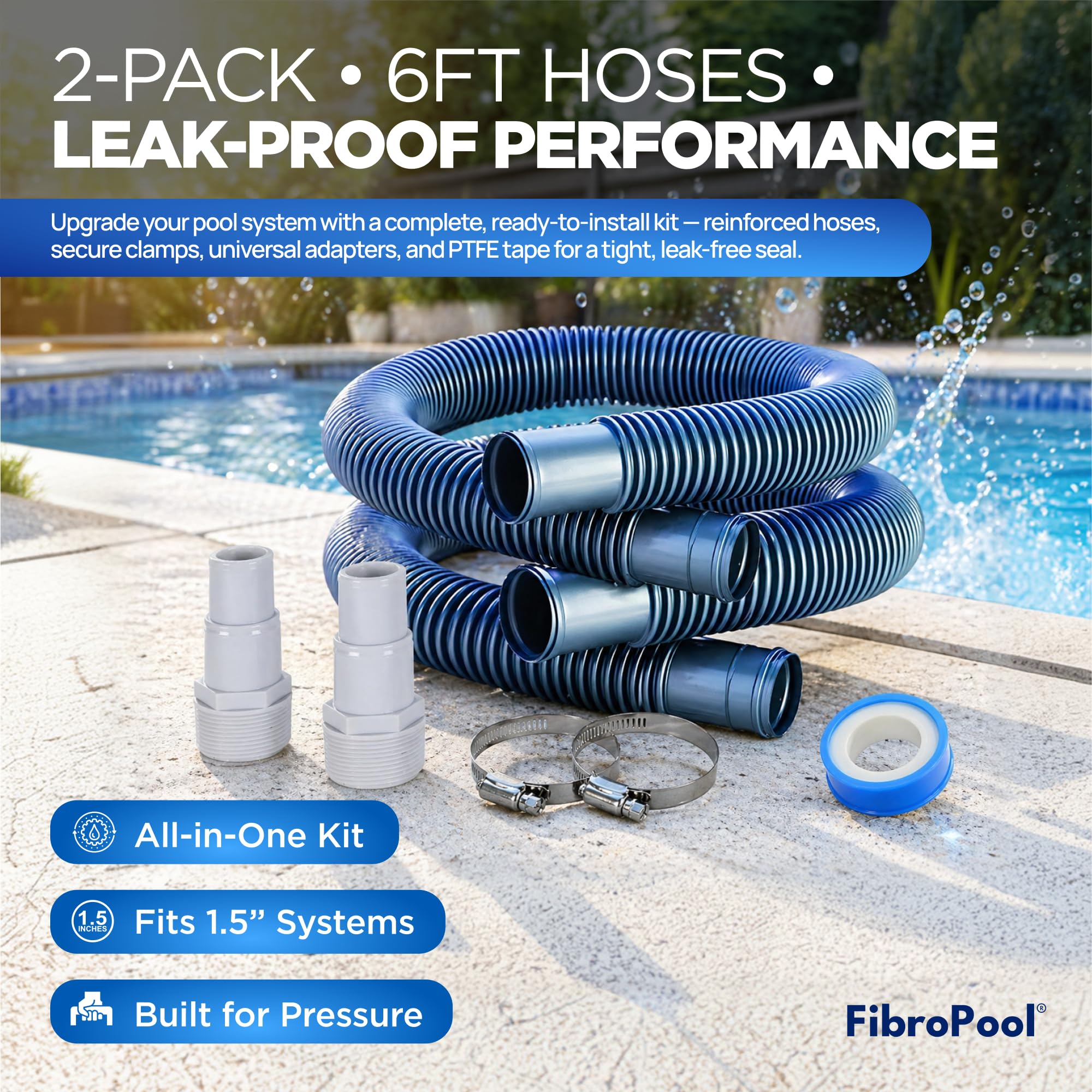 FibroPool - Manguera de Repuesto para Filtro de Piscina Profesional (1 1/2)
