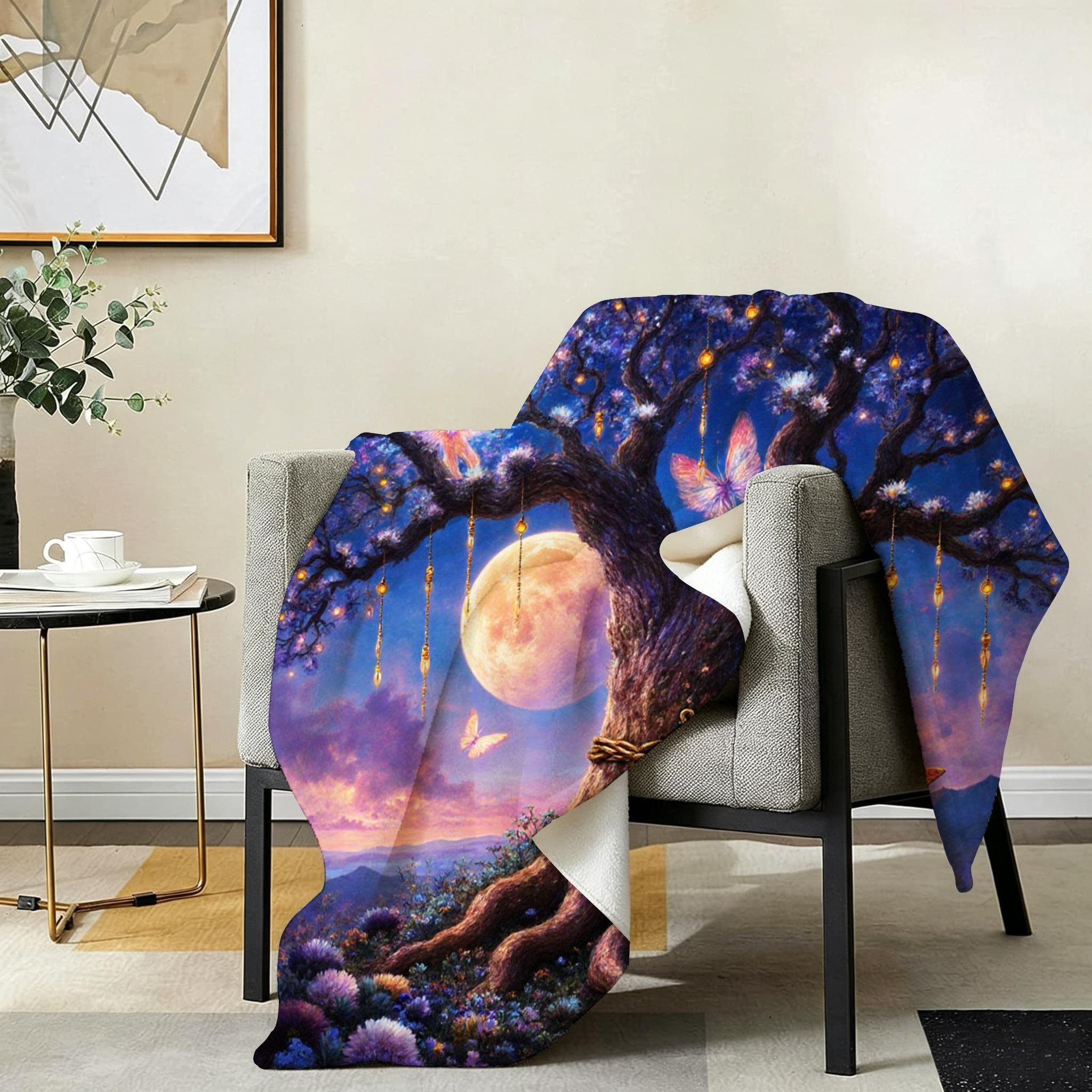 Manta Grande 180x220 cm Árbol Lunar Polar Franela Térmica-A120