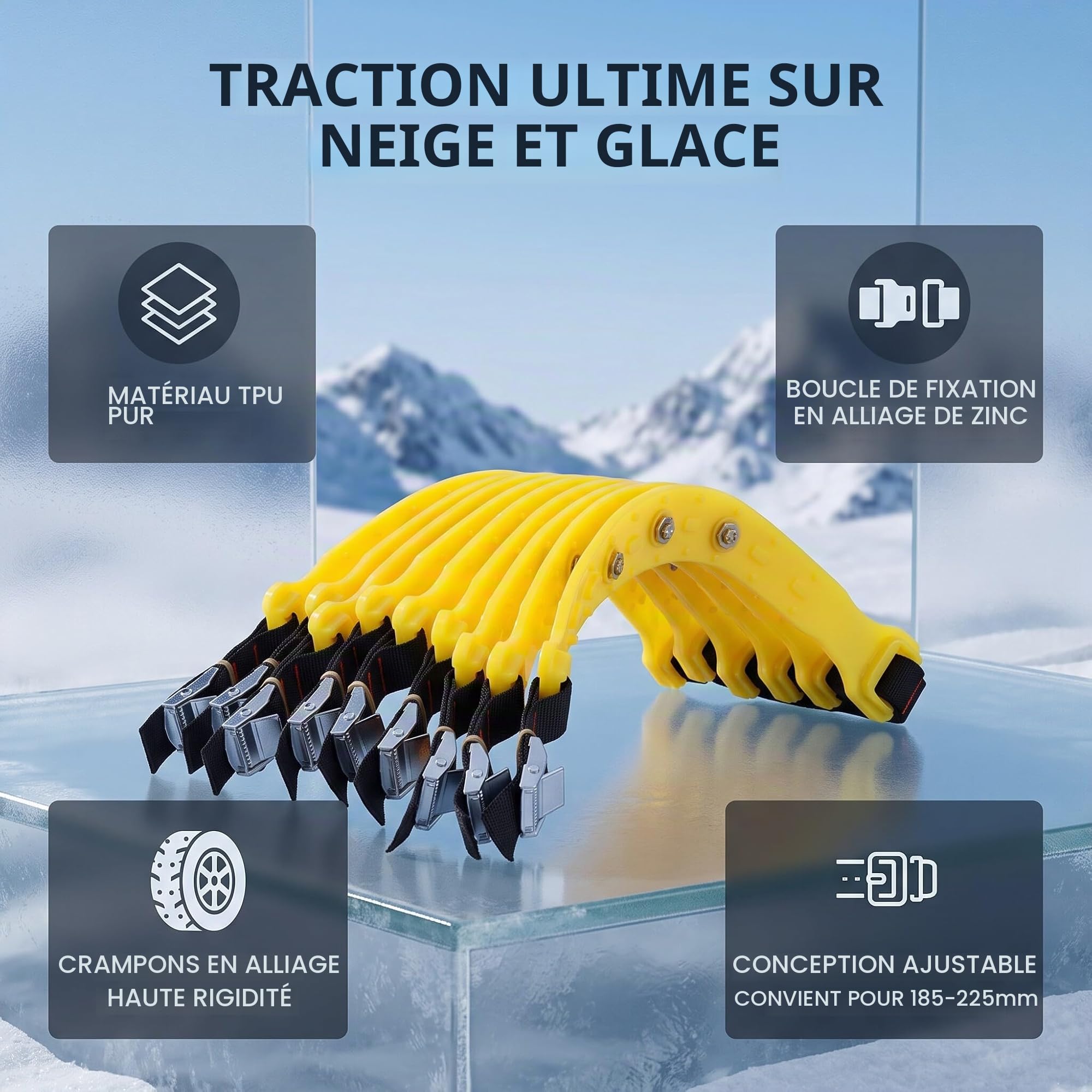 Chaîne de Pneu, Ceinture de Pneu de chaîne de sécurité antidérapante de 185-225mm pour Voiture