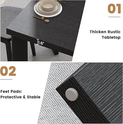 Miniatura 7 de Bigbiglife Mesa de comedor de 63 pulgadas para 6, mesa de comedor para interiores y exteriores con patas de madera, mesa de cocina con mesa grande,