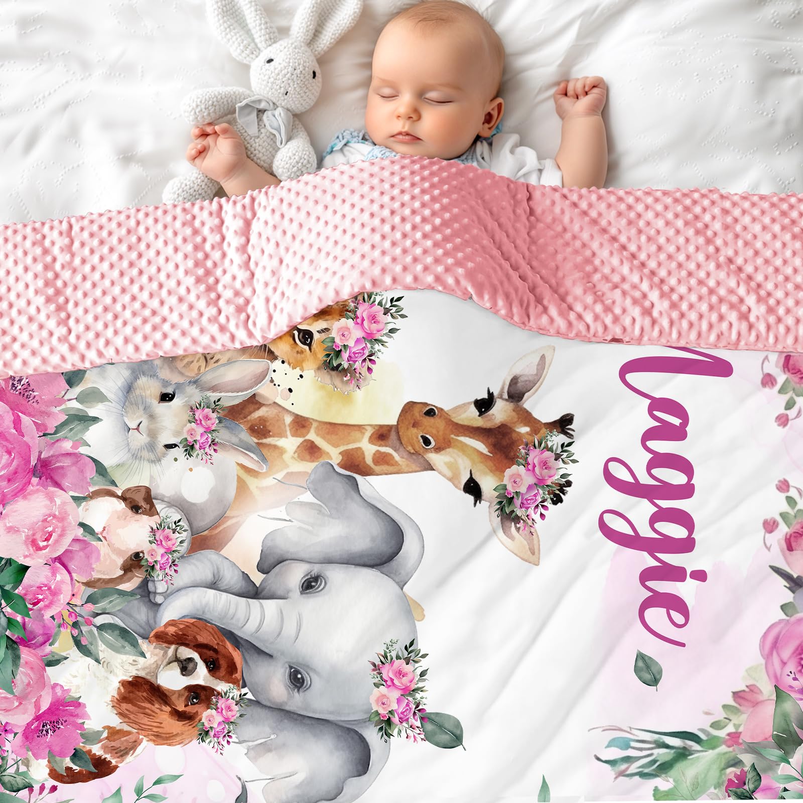 papasgix Personalised Baby Blanket for Newborn, Soft Plush Blankets with Dotted Backing, Custom Baby Blanket with Name Customised Baby Gift for Birthday Baby Shower โ image 1