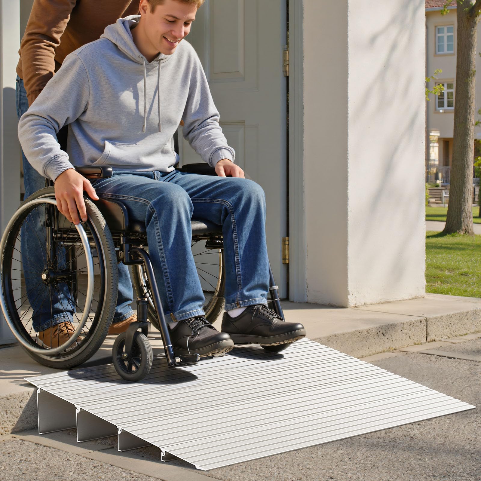 VEVOR Rampa per Soglia Porta Rampa per Soglia Modulare Regolabile Rampa Carico 5,45 kg per Soglia in Lega di Alluminio, Rampe per Disabili per Gradini Domestici per Scooter Sedie Elettriche