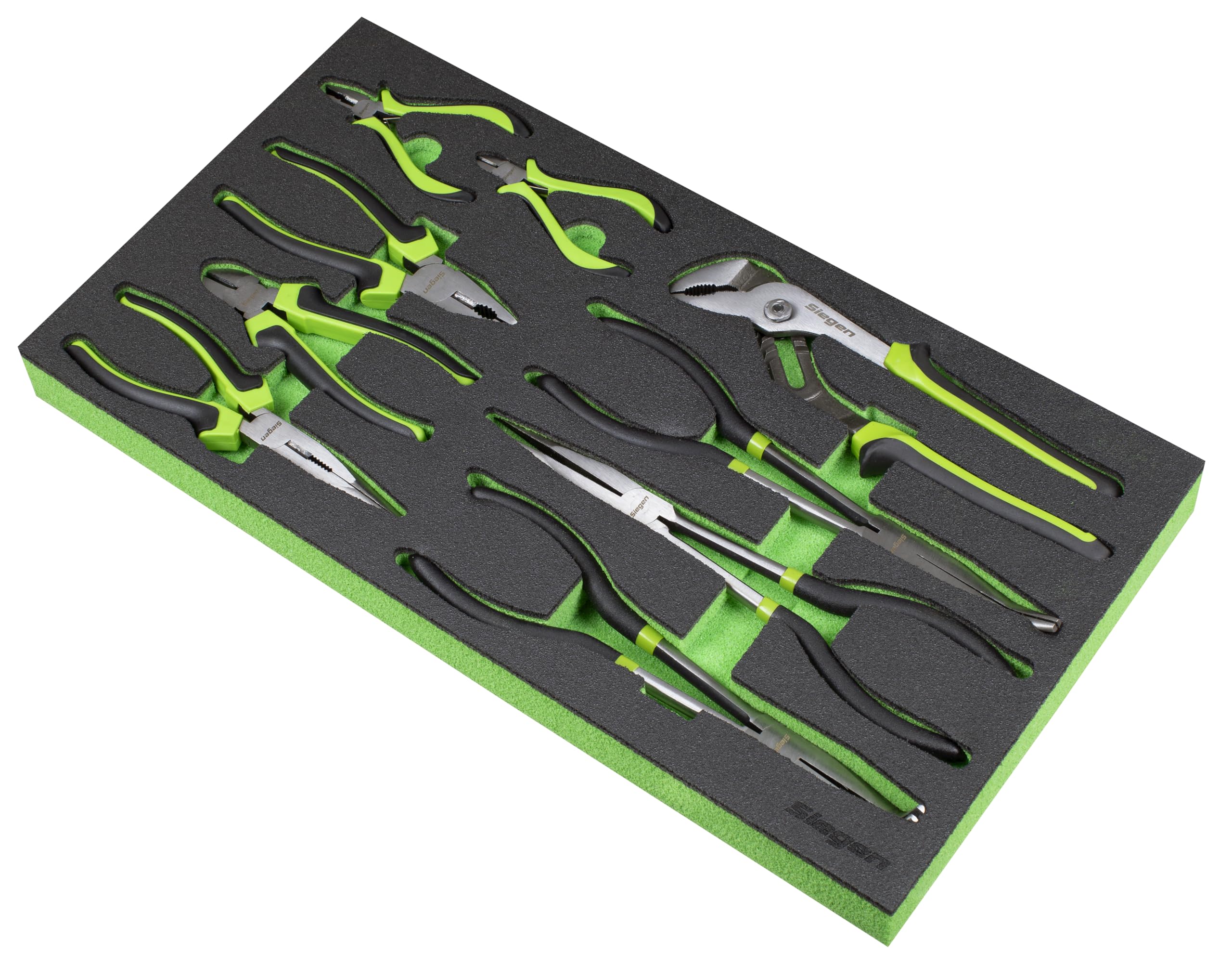 Siegen by Sealey 9pc Pliers Set including Tool Tray - S01277, Green and Black - Image 3