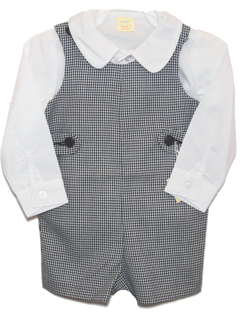 Boys Houndstooth Shortalls and Shirt Set