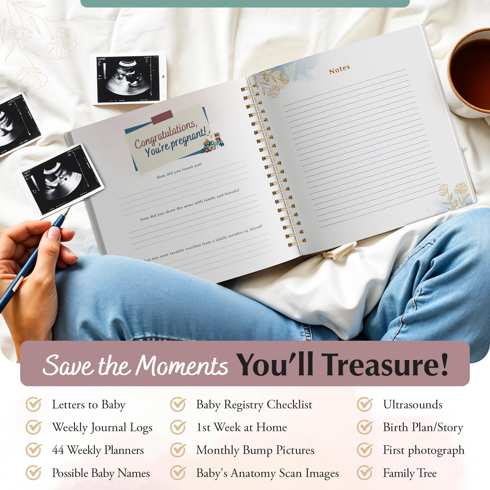 Diario per la gravidanza per la prima volta mamme – diario per gravidanza per mamme per la prima volta | My Pregnancy Journal Memory Book | Libro dei ricordi della gravidanza