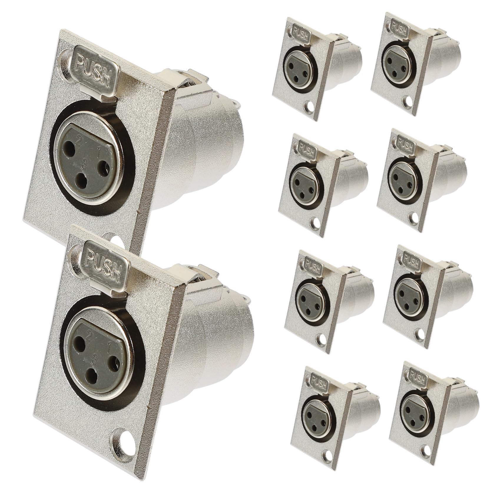 Conector de micrófono hembra con panel metálico resistente para montaje seguro en grabación 8