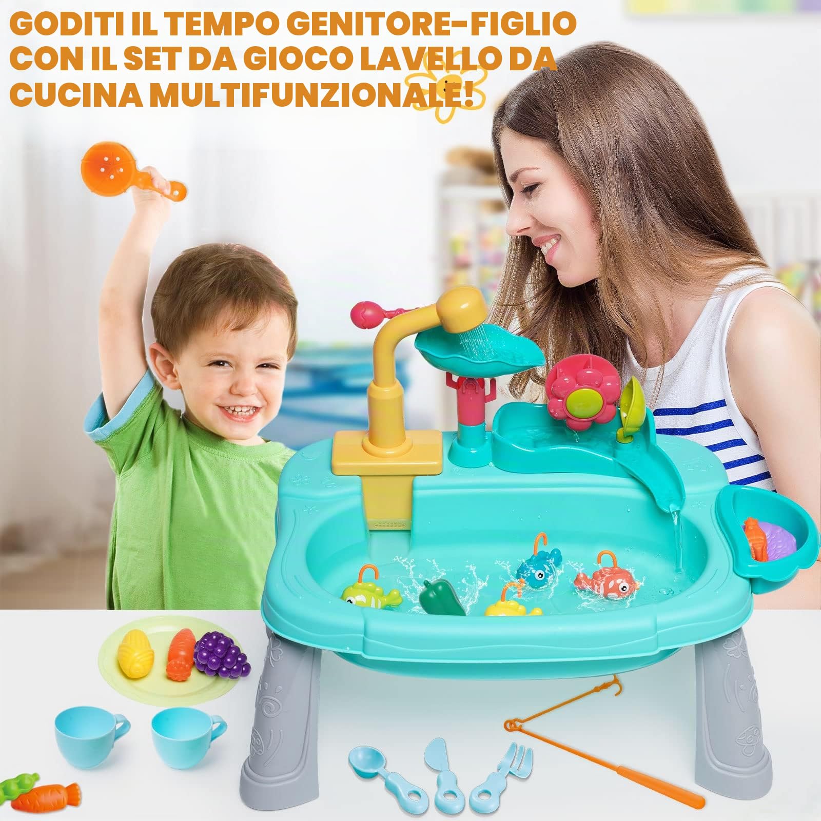 Ark miido Giocattolo per lavello da Cucina Giocattoli per lavello da Cucina, Sistema Automatico di Ciclo dell'Acqua, Giochi di finzione per Ragazze e Ragazzi