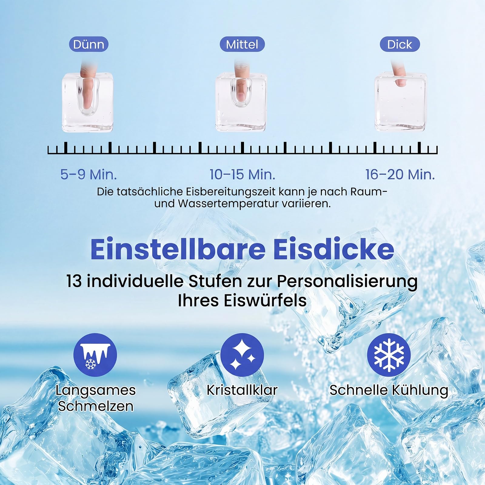 COSTWAY 1,5L Eiswürfelmaschine, Ice Maker 15kg in 24H | Eismaschine 16 Eiswürfel in 13min, Eiswürfelbereiter inkl. Schaufel/Timer/Selbstreinigungsfunktion (Schwarz)
