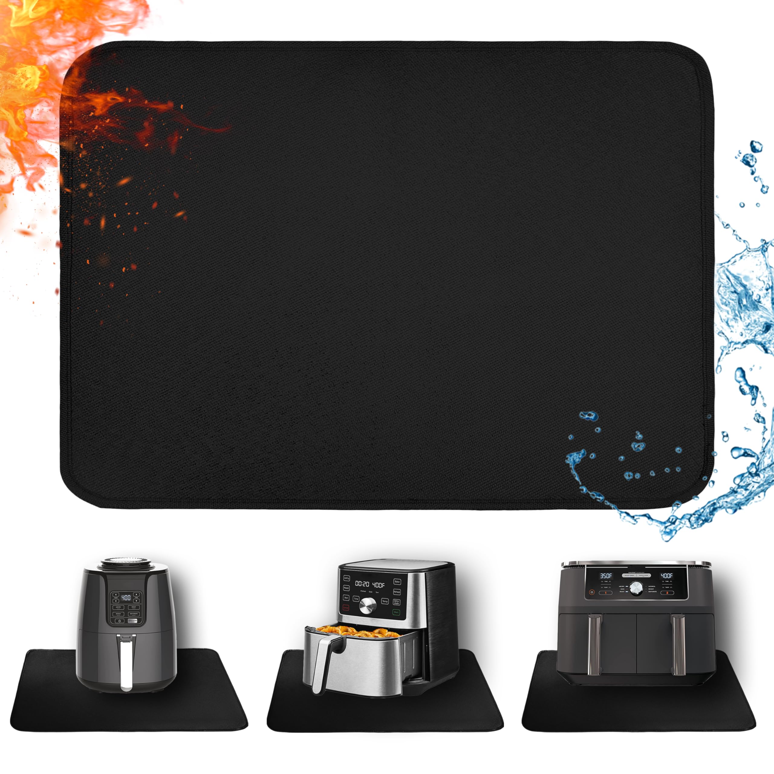 Tapete resistente al calor para freidora de aire, 16 x 20 pulgadas, tapete resistente al calor para encimera, protector de encimera de silicona ignífuga para freidora de aire, cafetera