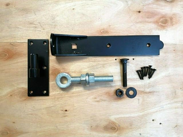 Black Heavy-Duty Adjustable Hook and Band Hinges for Field or Garden Gates Supplied in Pairs with All The Fixings (12"Inch (304mm))