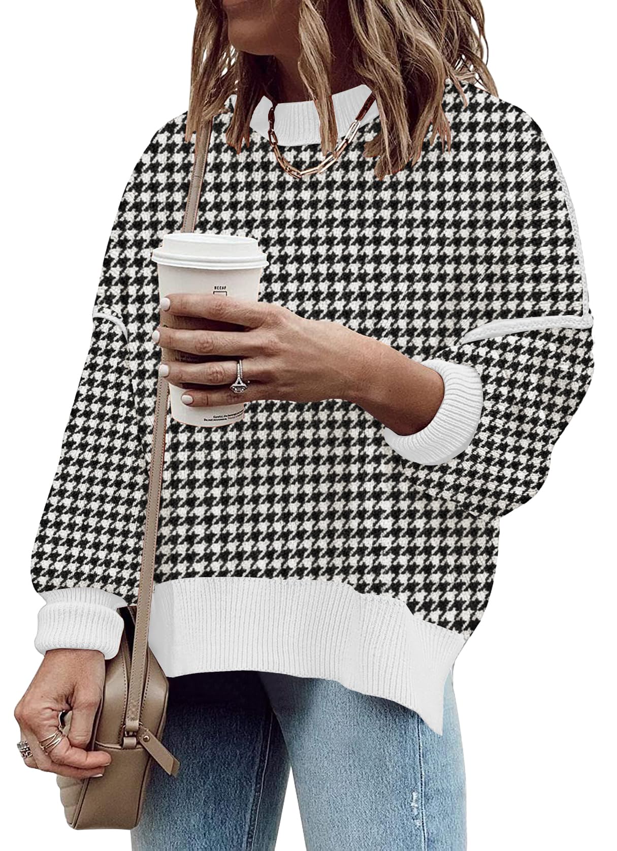 ETCYY Womens Oversized Sweaters Fall 2025 Fashion Clothes Trendy Batwing Sleeve Colorblock Striped Knit Pullover Tops