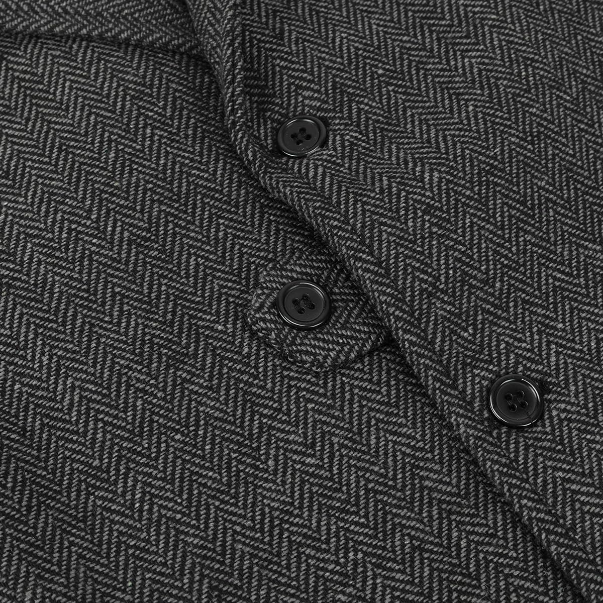 Allthemen Męska formalna kamizelka bez rękawów, tweed, biznesowa, dekolt w serek, klasyczny garnitur, kamizelka z kieszeniami