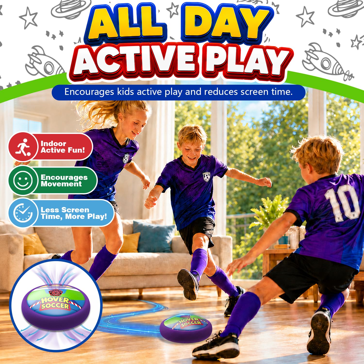 PandaHome Kinder Light Year Spielzeug, Hover Fußball mit LED, Weicher Schaumstoffpuffer, Indoor Air Power Football Spiele, Fussball Geschenke für Jungen Mädchen 3-12 Jahre