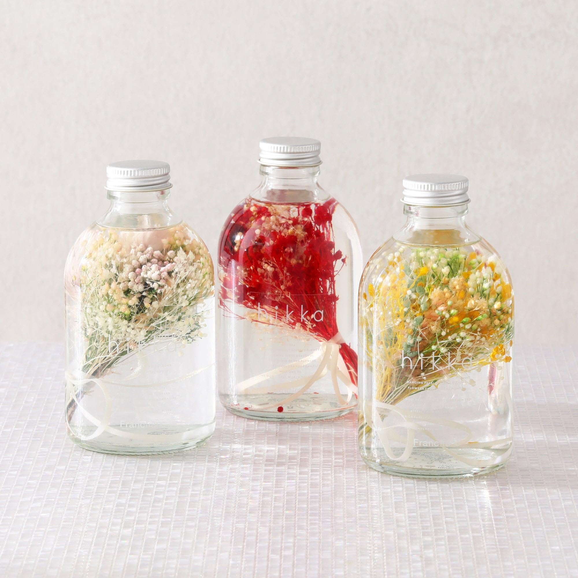 ◆ハーバリウム　304 3色のラナンと染めバラのbottle 現品のご案内】バラのハーバリウム② | zelkova's aroma garden