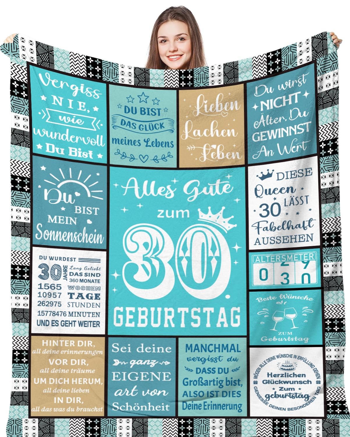 Aeoauter Geschenke für Frauen Geburtstag 150 x 130 cm - Personalisierte Kuscheldecke Geburtstagsgeschenk für Mädchen, Geschenk für Beste Freundin Schwester Tochter Mama Oma Geburtstag Decke Deko