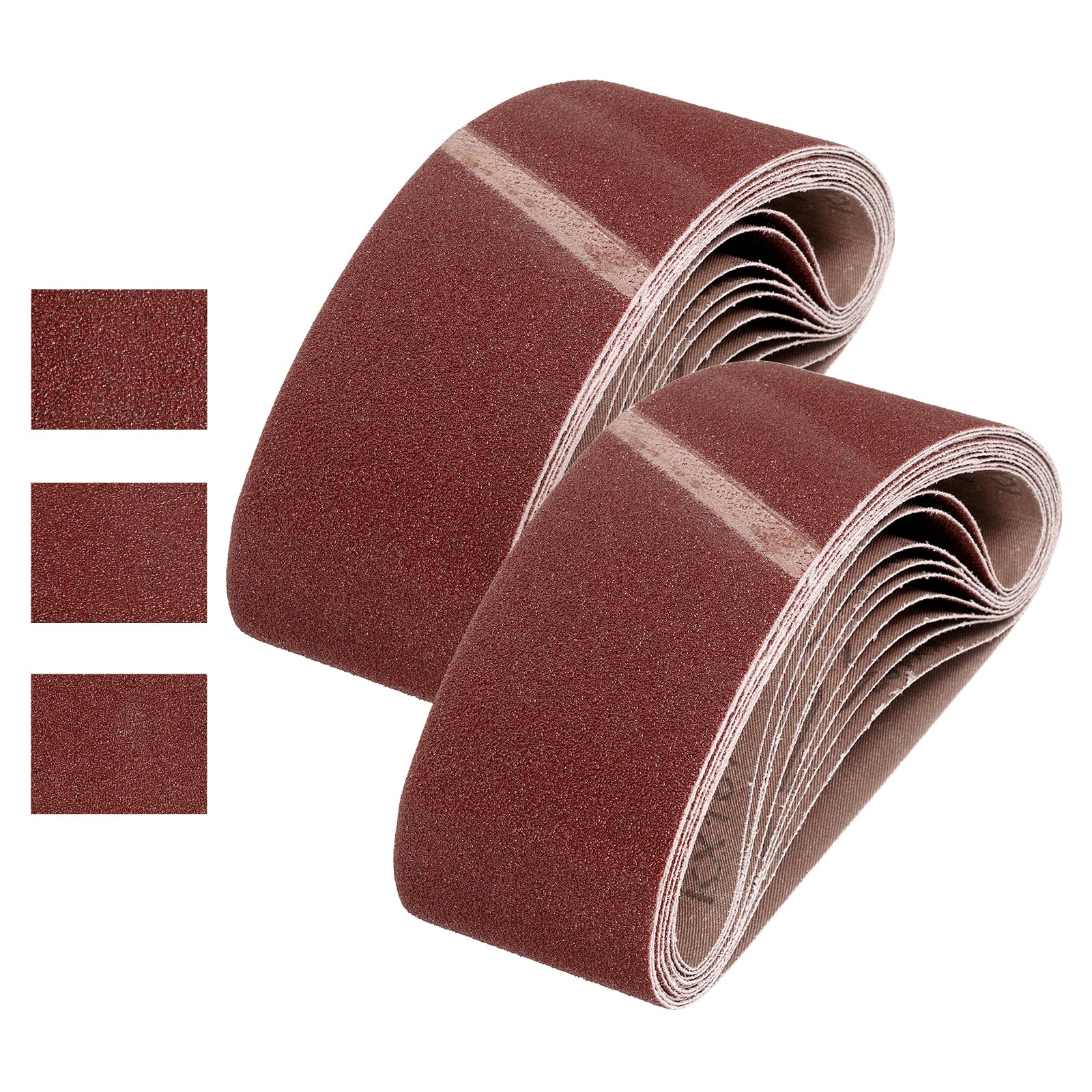 QUARKZMAN 76mm x 533mm Nastri Abrasivi, 30Pz 80/100/120 Grana Carta Vetrata per Levigatrice Ossido di Allumina Per Lavorazione Legno, Lucidatura Metalli, Affilatura Coltelli