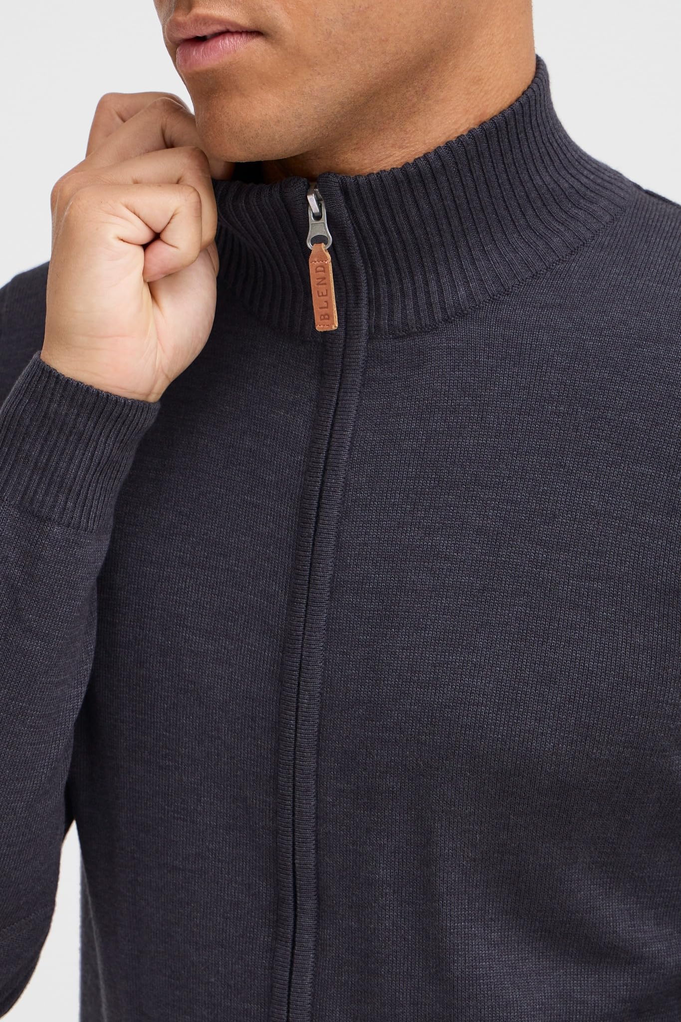 BLEND Norman Cardigan Maglione Maglia con Bottoni da Uomo con Collo Alto Stampa