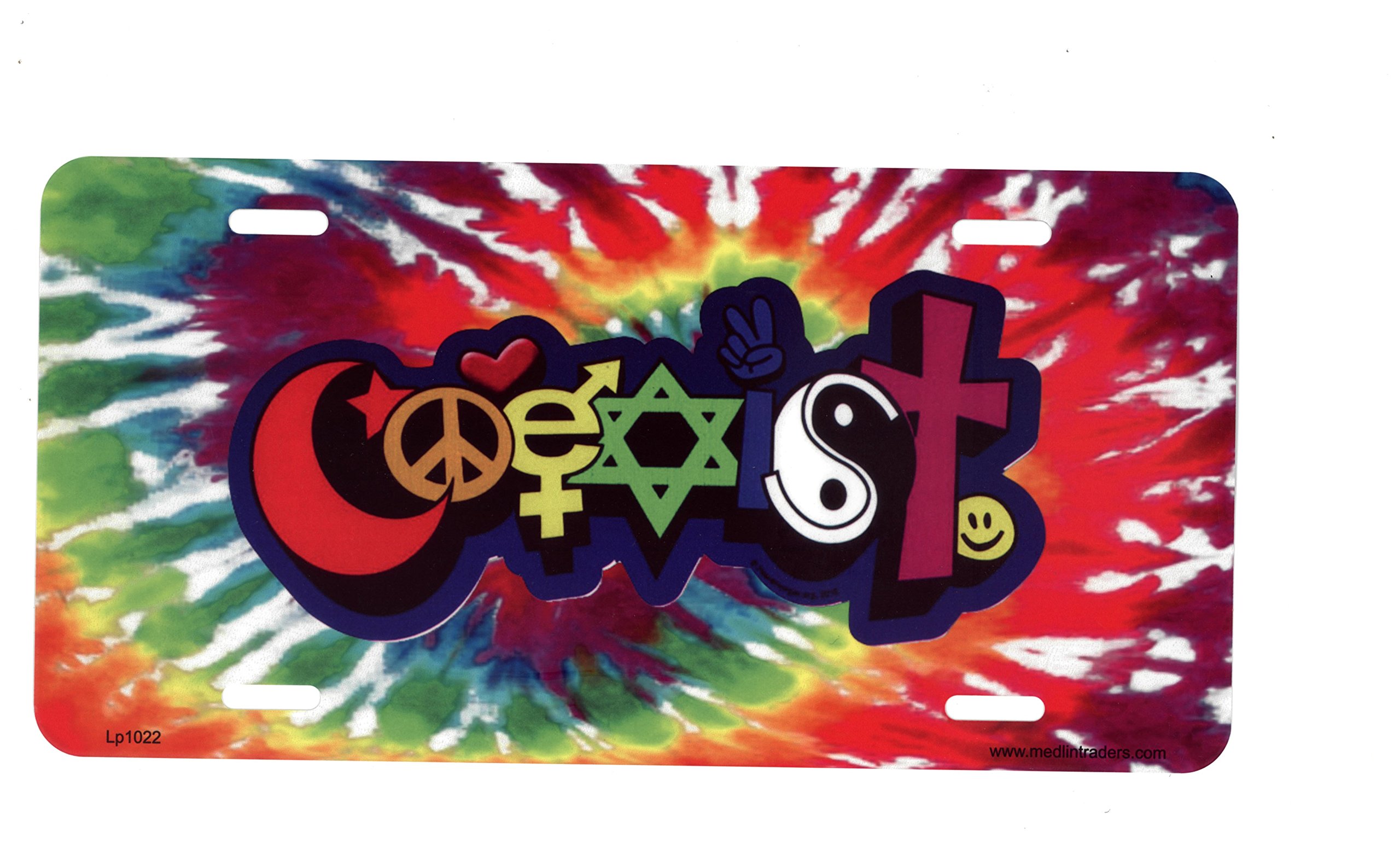 Medlin Traders Tie Dye Coexist License Plate LP-1022