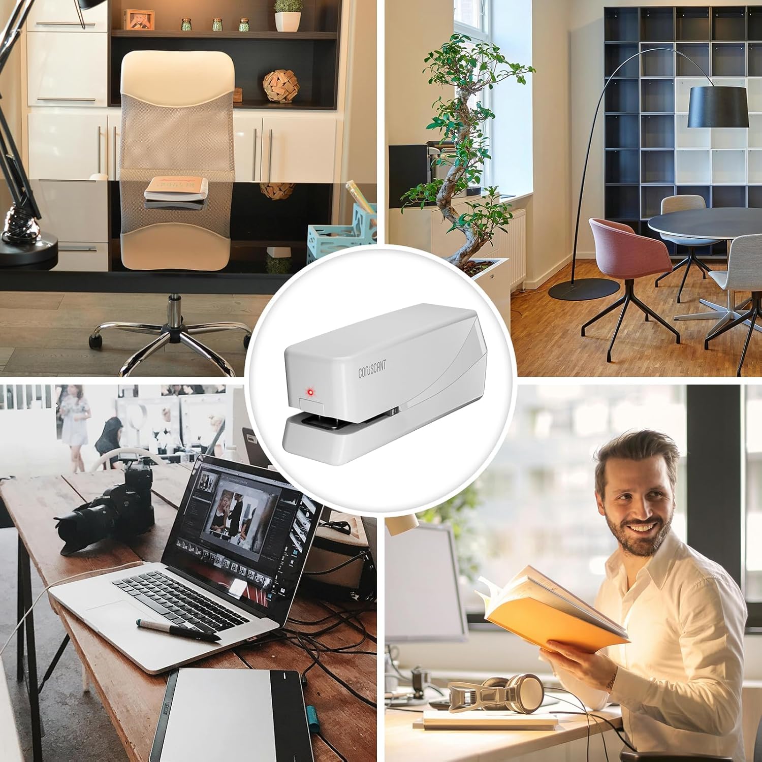 Coruscant Elektrischer Hefter, automatischer Heftgerät, robust, 25 Blatt, speichert 210 Heftklammern, inklusive 2000 Heftklammern und 1 Heftklammerentferner. Elektrischer Desktop-Wechselstrom- oder