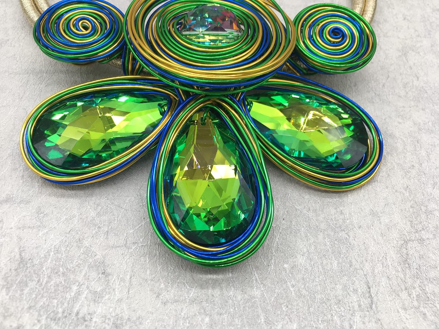 Chunky African Statement Necklace For Women Tribal Fashion Costume Jewelry Earring Sets Unique Colorful Big Rhinestone Crystal Pendent Collar Choker Bib Handmade - Image 6