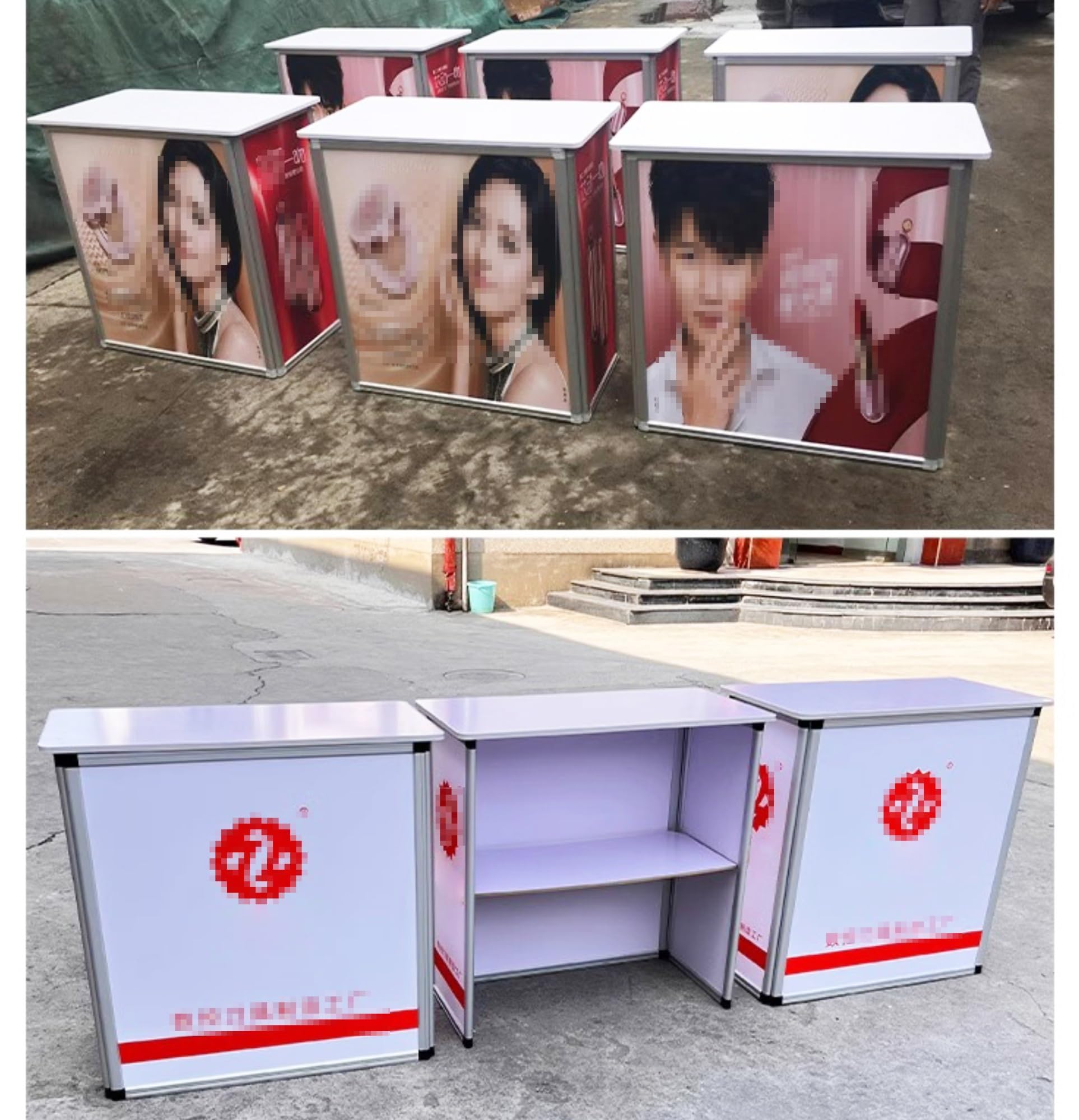 Bancone Fieristico Bancone per Fiere Portatile per Promozione Espositiva, Banco Promozionale Pieghevole per Annunci Stampati, Tavolo da Bar per Leggio Espositivo per Fiere Commerciali, Altezza 29"