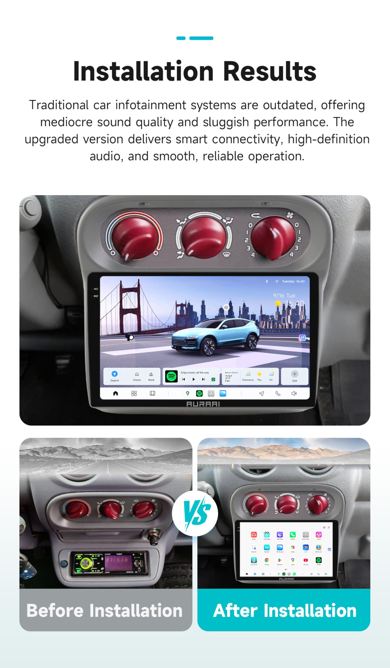 Ossuret Android 13 Autoradio pour Renault Twingo (2005-2013), 8 cœurs 8+256 Go Système d'infodivertissement Automobile Écran Tactile 9 Pouces 2K CarPlay EQ DSP Bluetooth 4G LTE RDS (Modèle A)