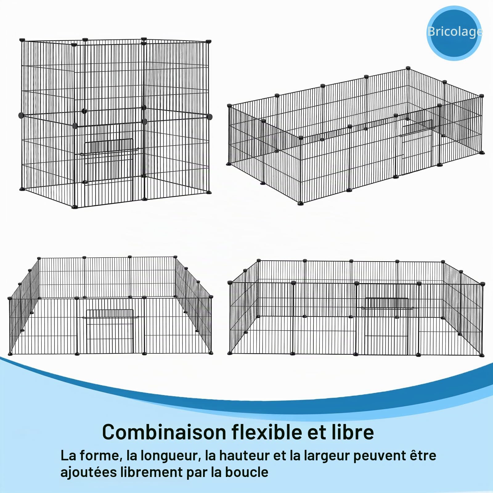 UISEBRT Lot de 12 enclos grillagés pour lapins et cochons d'Inde, cage pour petits animaux avec porte, enclos pour chiots et petits animaux, intérieur et extérieur, 35 x 35 cm