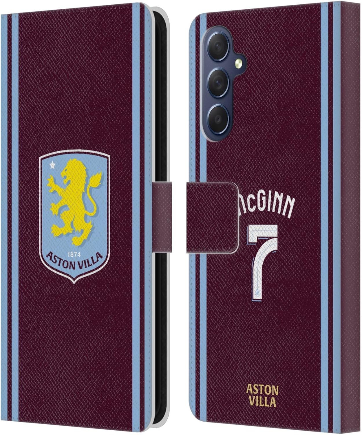 Head Case Designs Officially Licensed Aston Villa Football Club John McGinn 2024/25 Crest Player Kit Leather Book Wallet Case Cover Compatible with Samsung Galaxy M54 5G