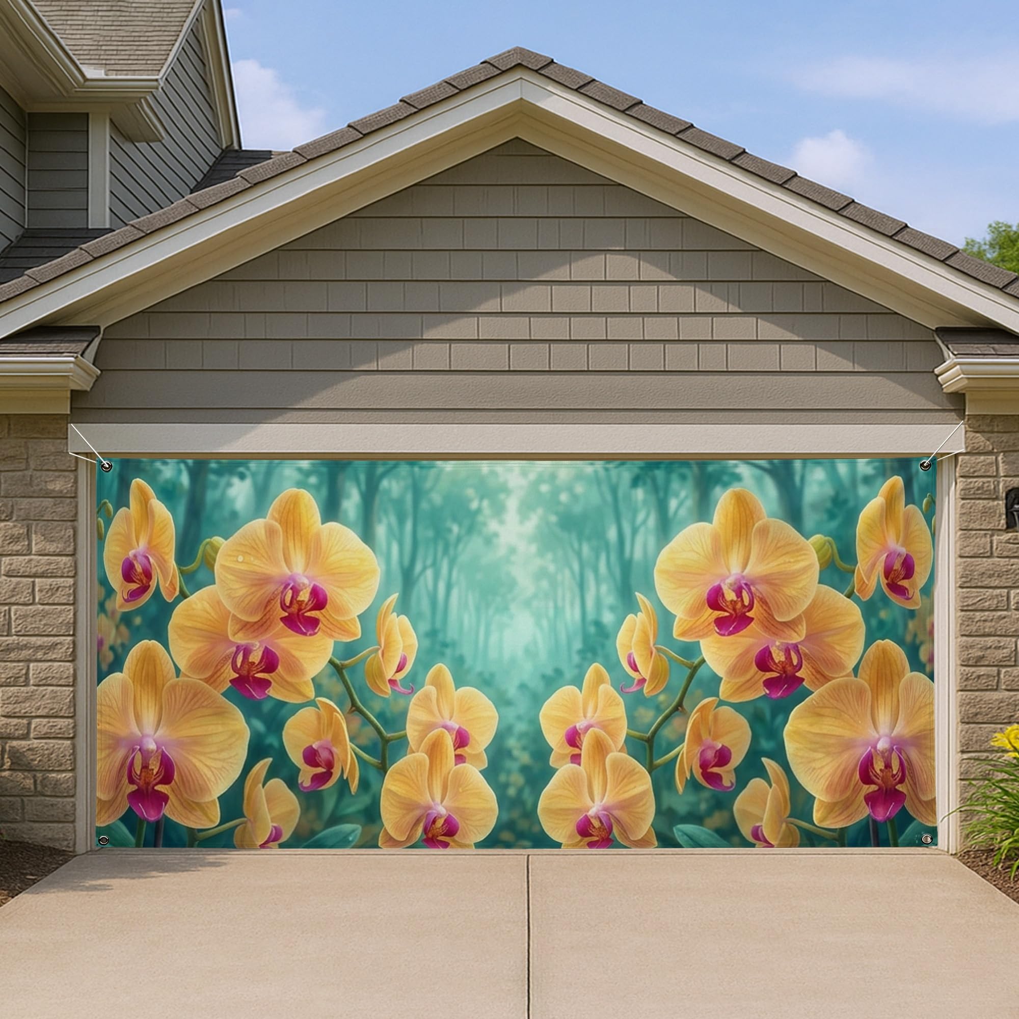 Housse de porte de garage orchidée pour embellir votre jardin au printemps