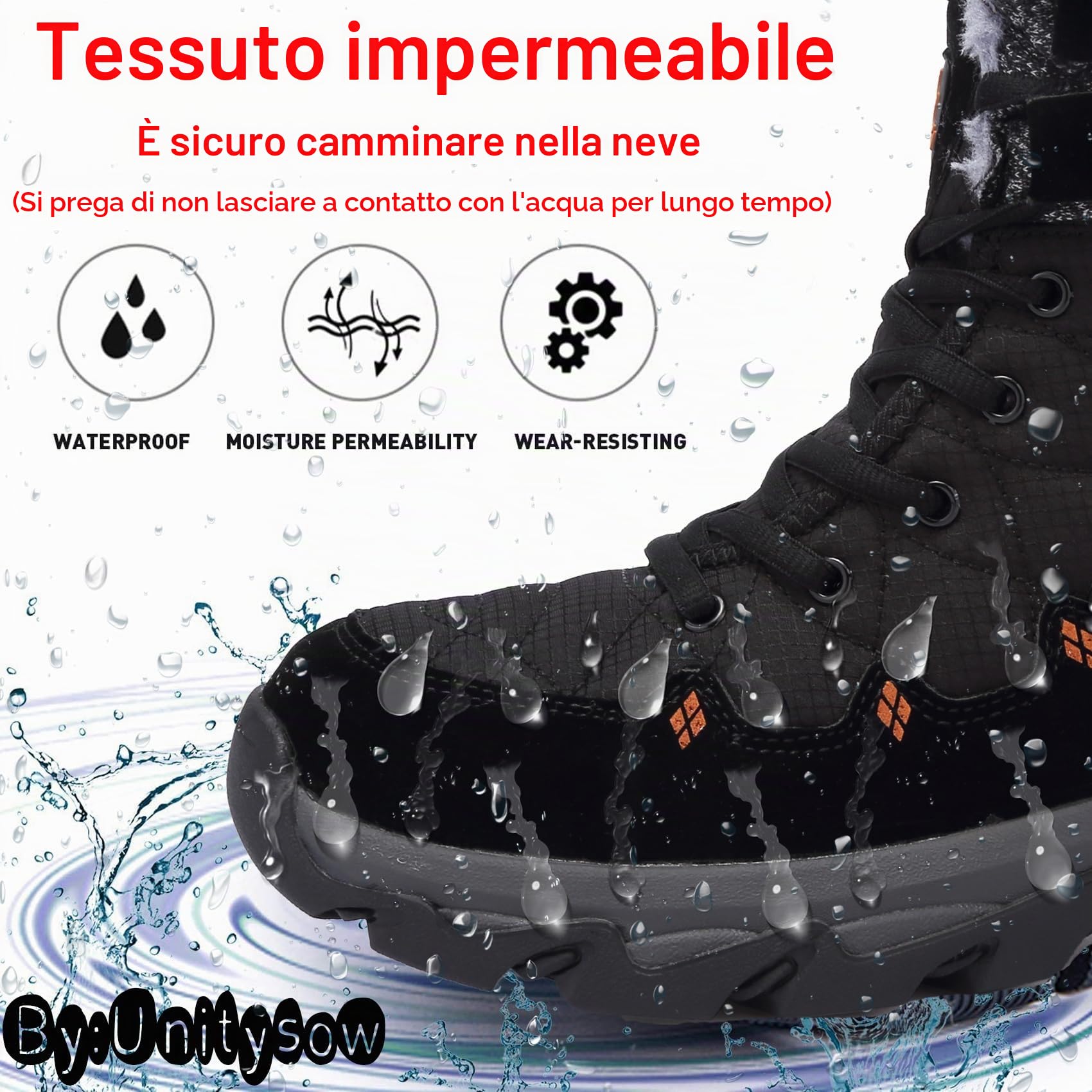 Stivali da Neve Uomo Donna Caldi Pelliccia Stivali da Invernali Outdoor Impermeabili Scarpe da Neve Casual Stringate Stivaletti Scarpe da Inverno