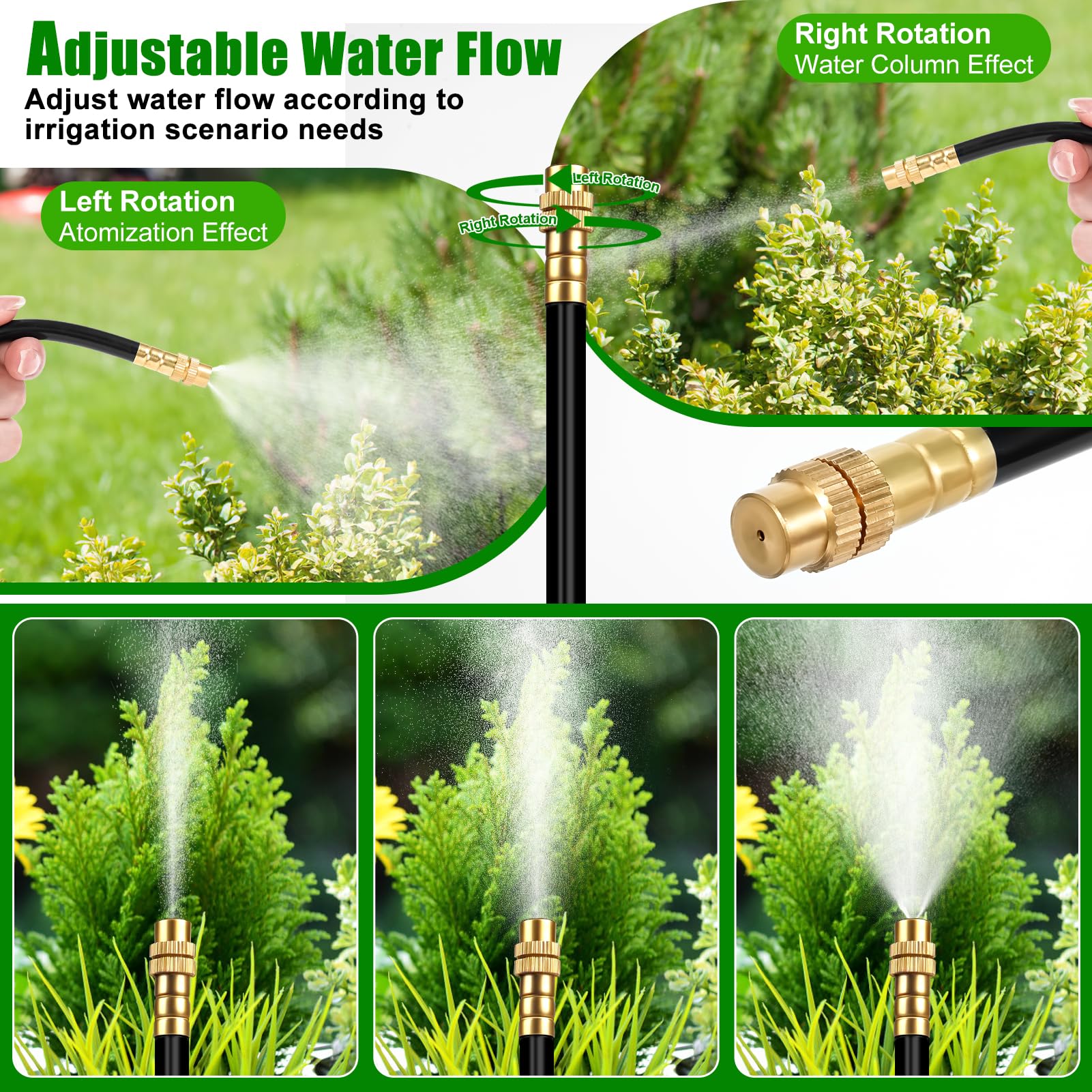 360° Curved Système D'Irrigation Jardin, 30M Kit Arrosage Automatique Avec Raccords Rapides, 24 Buses En Cuivre Orientables, Système D'Irrigation Goutte À Goutte Pour Plantes, Jardin, Pelouse Et Serre