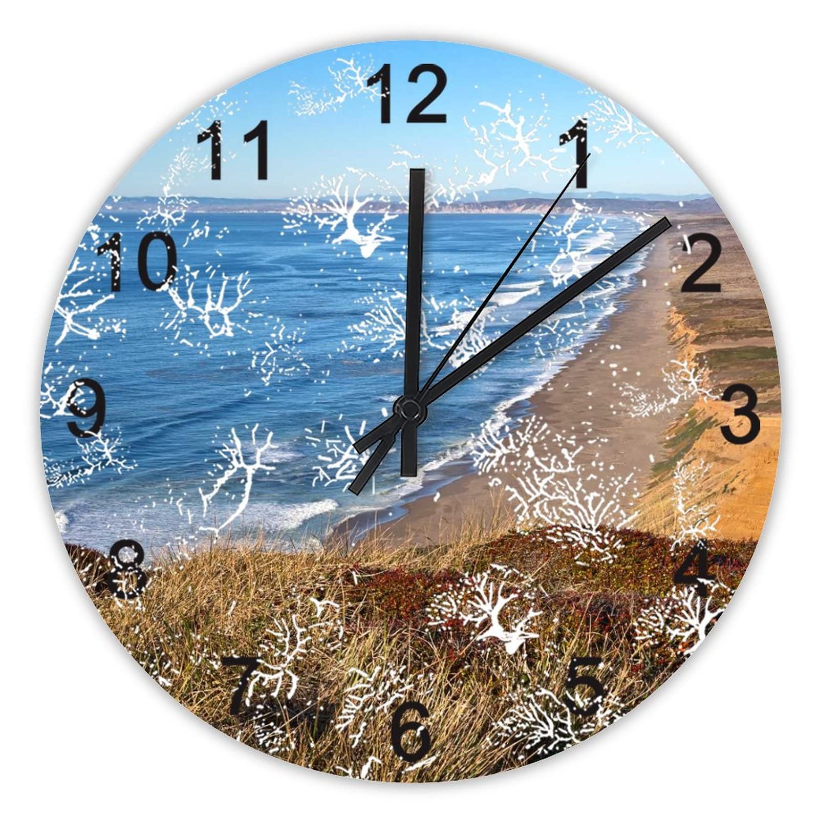 Horloge murale silencieuse sans tic-tac à pile grand format 40,6 cm décor marin