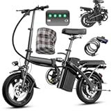 Folding Electric Bike for Adults and Teens, 560W Motor 24MPH Compact Commuter Ebike, 32 Miles Range, 48V 10Ah Battery, 3-Level Pedal Assist, 14" Foldable Mini Electric Bicycle, UL 2849 Certified