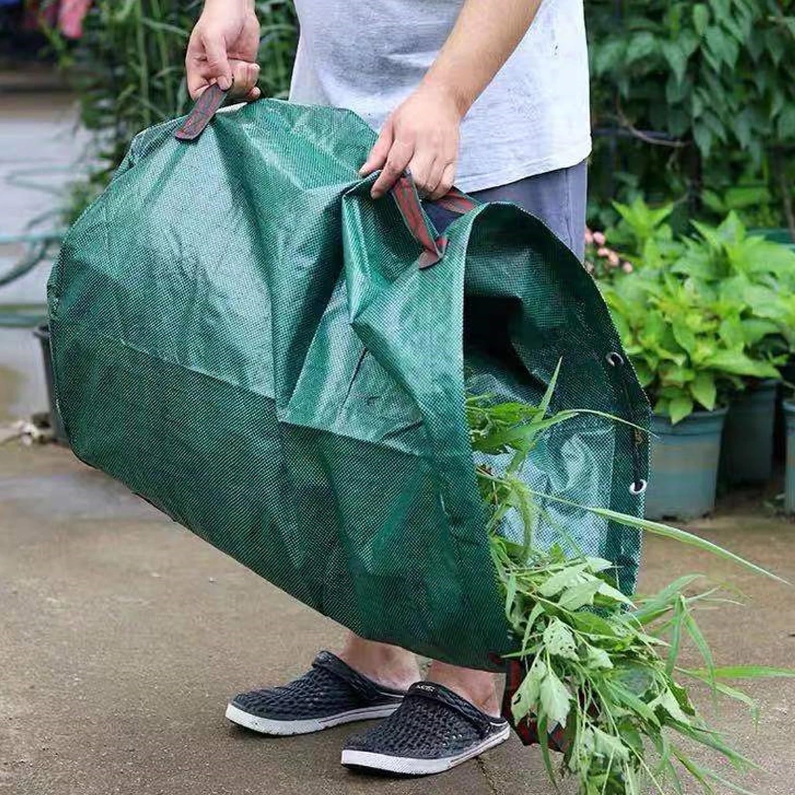 Duży worek na odpady ogrodowe wielokrotnego użytku o pojemności 500 l, składany worek na liście do zbierania i przechowywania śmieci, trwały kosz ogrodowy do łatwego usuwania odpadów