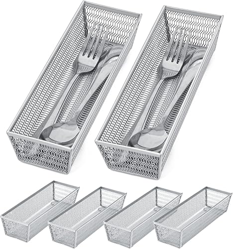 Miniatura 14 de Neudeco Juego de Organizadores de Cajones de 6 Piezas - Bandeja Organizadora de Cubiertos de 5 Compartimentos + 5 Bandejas para Utensilios, Negro-6L