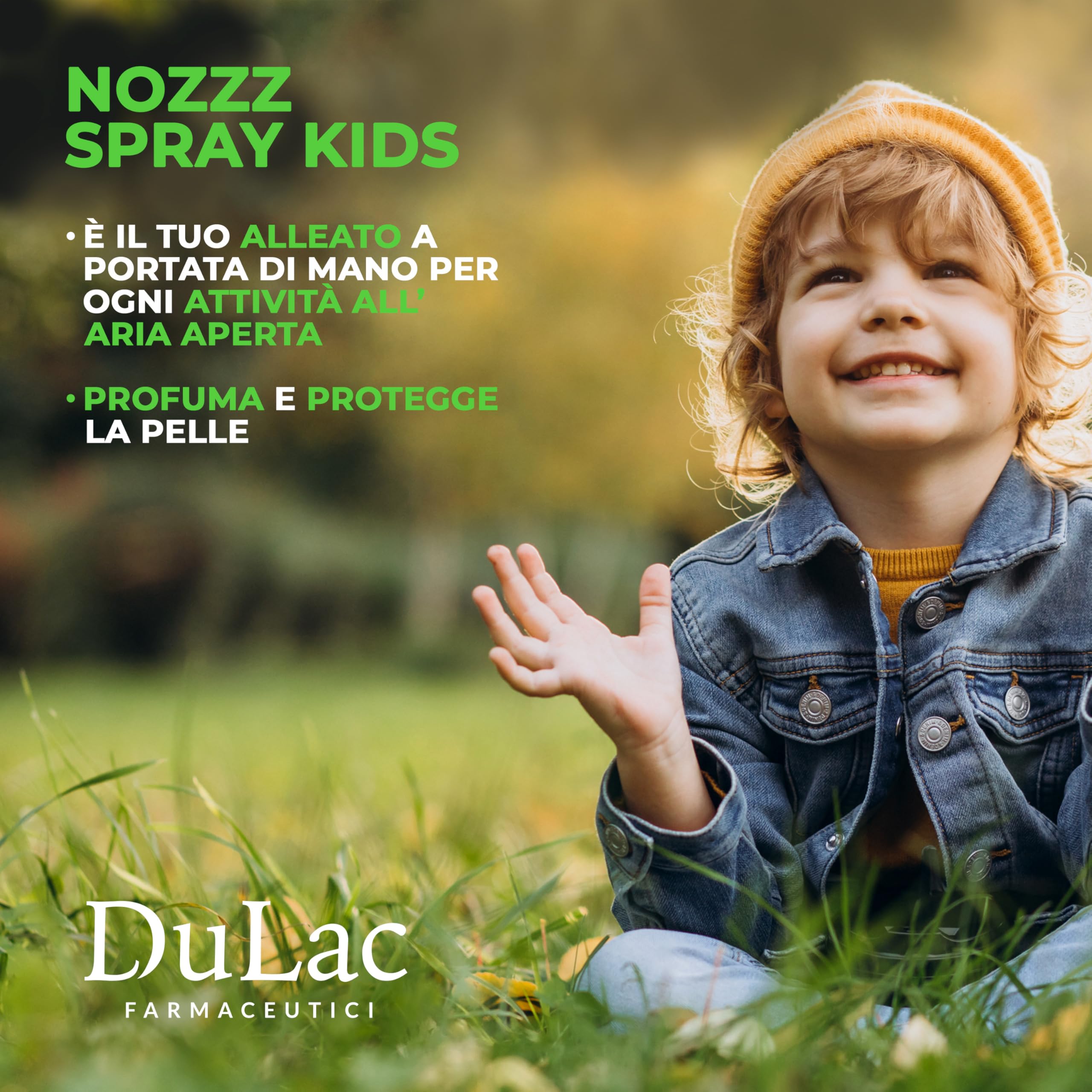 Dulàc - NOZZZ Spray Corpo Profumato per Bambini, 100 ml Spray Antipuntura, Protezione Lunga Durata, Contiene Aloe Vera, Repellente Zanzare e Insetti