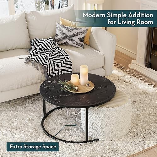 Miniatura 3 de SAYGOER Mesa de centro redonda de mármol negro