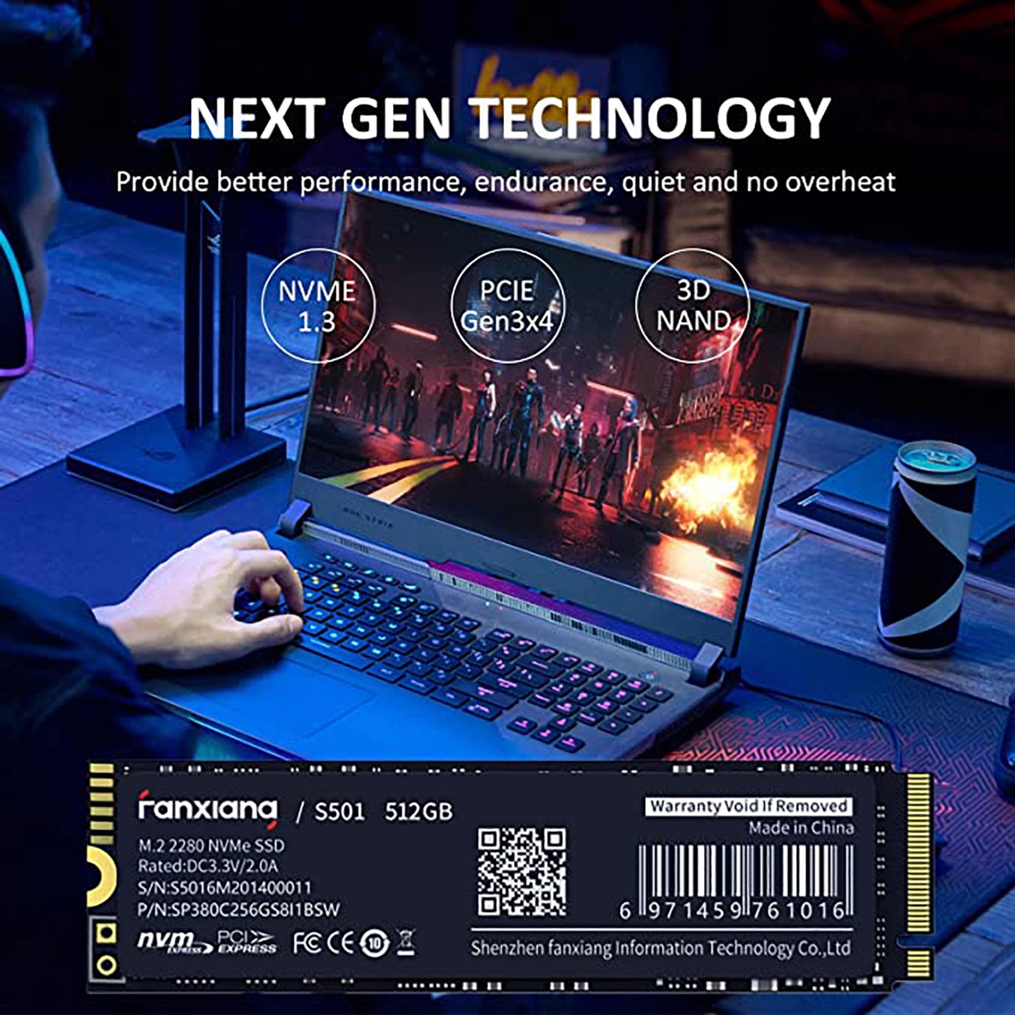 Amazon | fanxiang SSD 512GB PCIe Gen3.0×4 M.2 Type2280 NVMe 1.4
