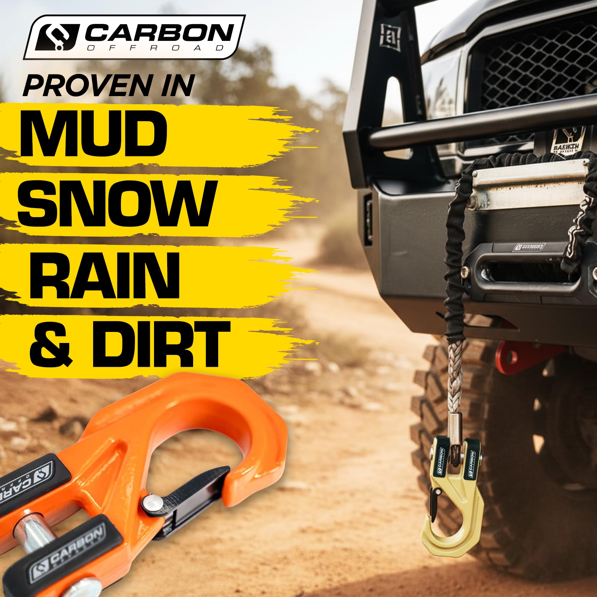 Carbon Offroad Megapro Hak do wciągarki, ciągnięcie UTV, SUV, ciężarówka, przyczepa do 9,072 kg, wytrzymały hak do wciągarki ATV, stal stopowa 40cr, podłączenie jedną ręką, niebieski