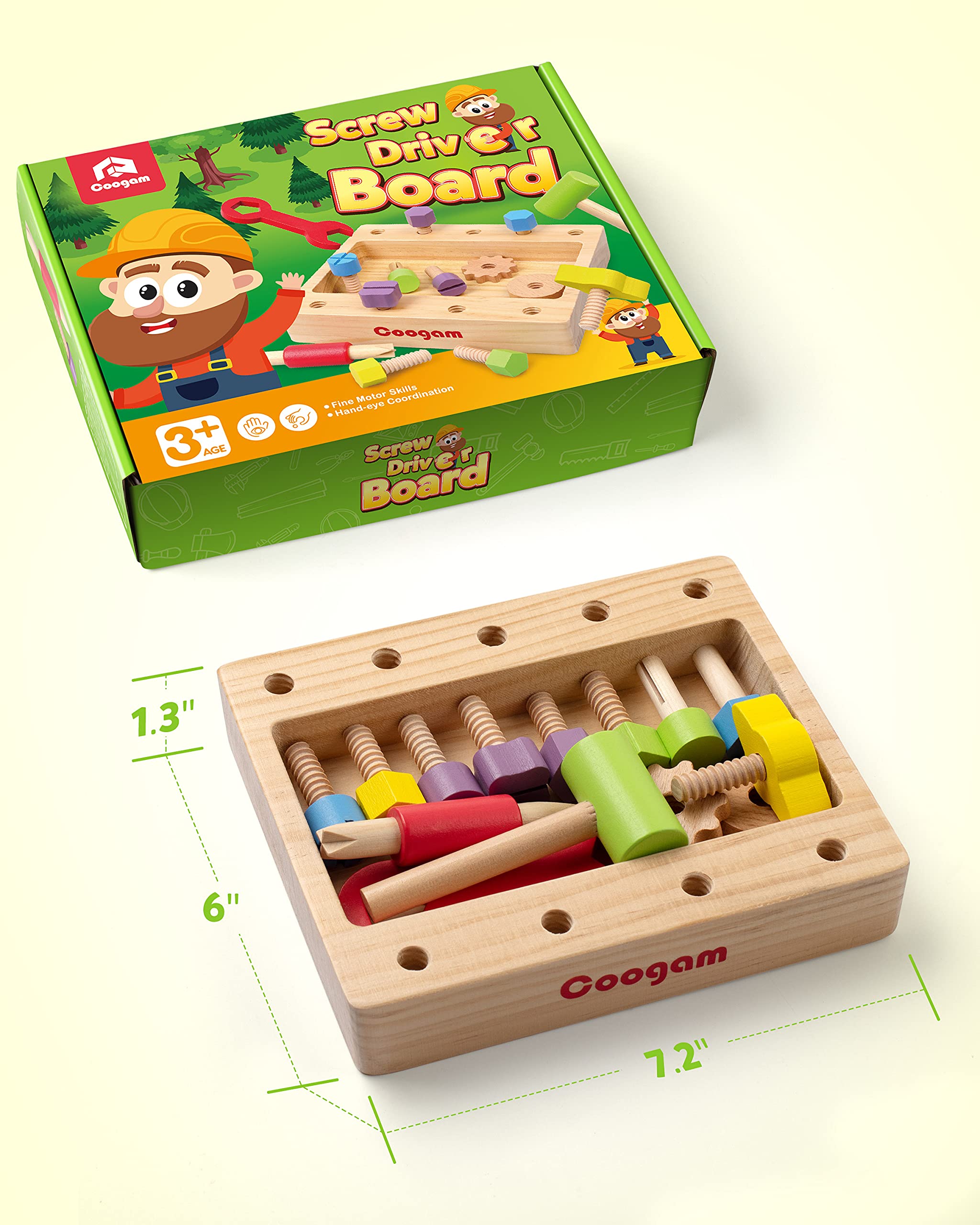 Buy Coogam Wooden Tool Box, Toddler Fine Motor Skill Construction