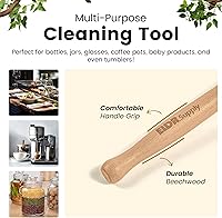 Vista 6 de Bottle Brush, 14in Extra Long German Beechwood Handle, Strong Hemp Bristles, Zero Waste, Cleans and Scrubs Hard to Reach Wide Mouth Jars, Glasses