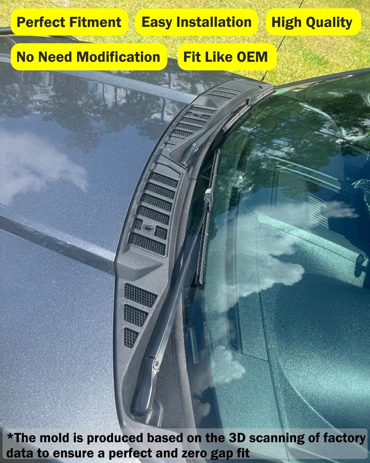 Windshield Wiper Cowl Panel Grille Compatible with Ford F-150 2015-2020 Left & Right Front Outer Window Cover Insert Panel F150 Accessories Replacement FL3Z-15022A69-C FL3Z-15022A68-D