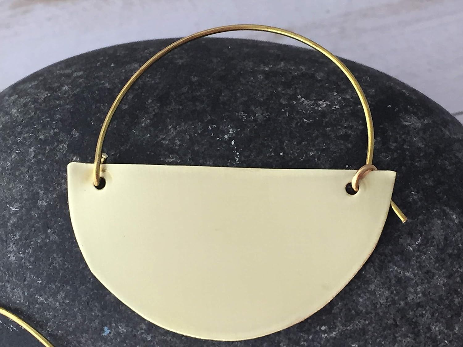 Golden Brass Small Half Moon Hoop Earrings