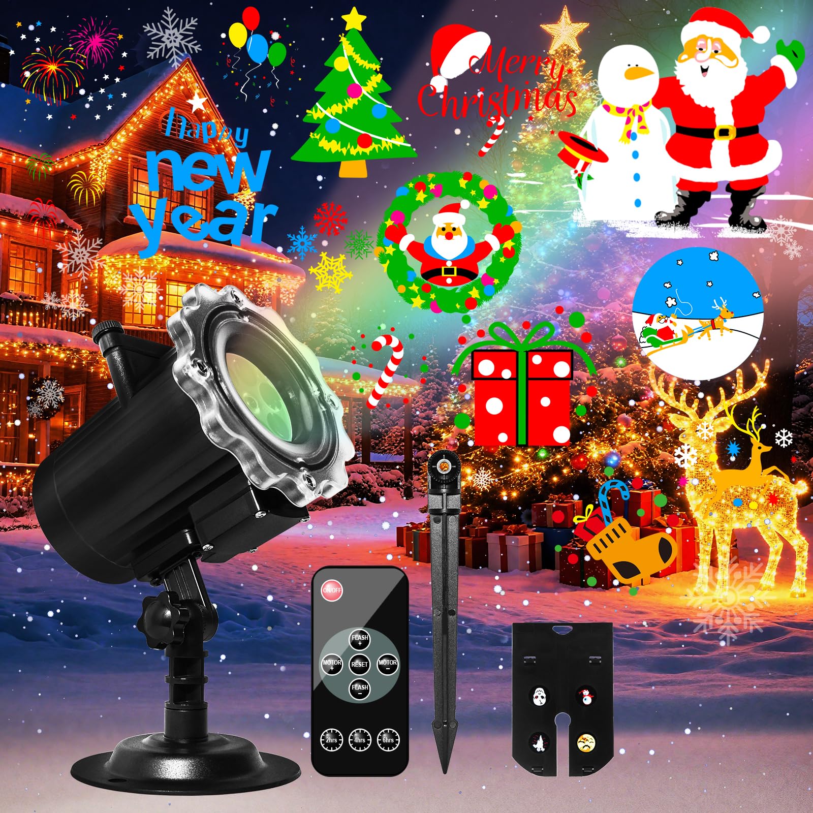64 Patrones Proyector Navidad Exterior,Proyector Luces Navidad con Control Remoto Temporizador,Navidad Decoración 2026,Impermeable Lámpara de Proyección para Fiesta Cotillon Nochevieja Regalo