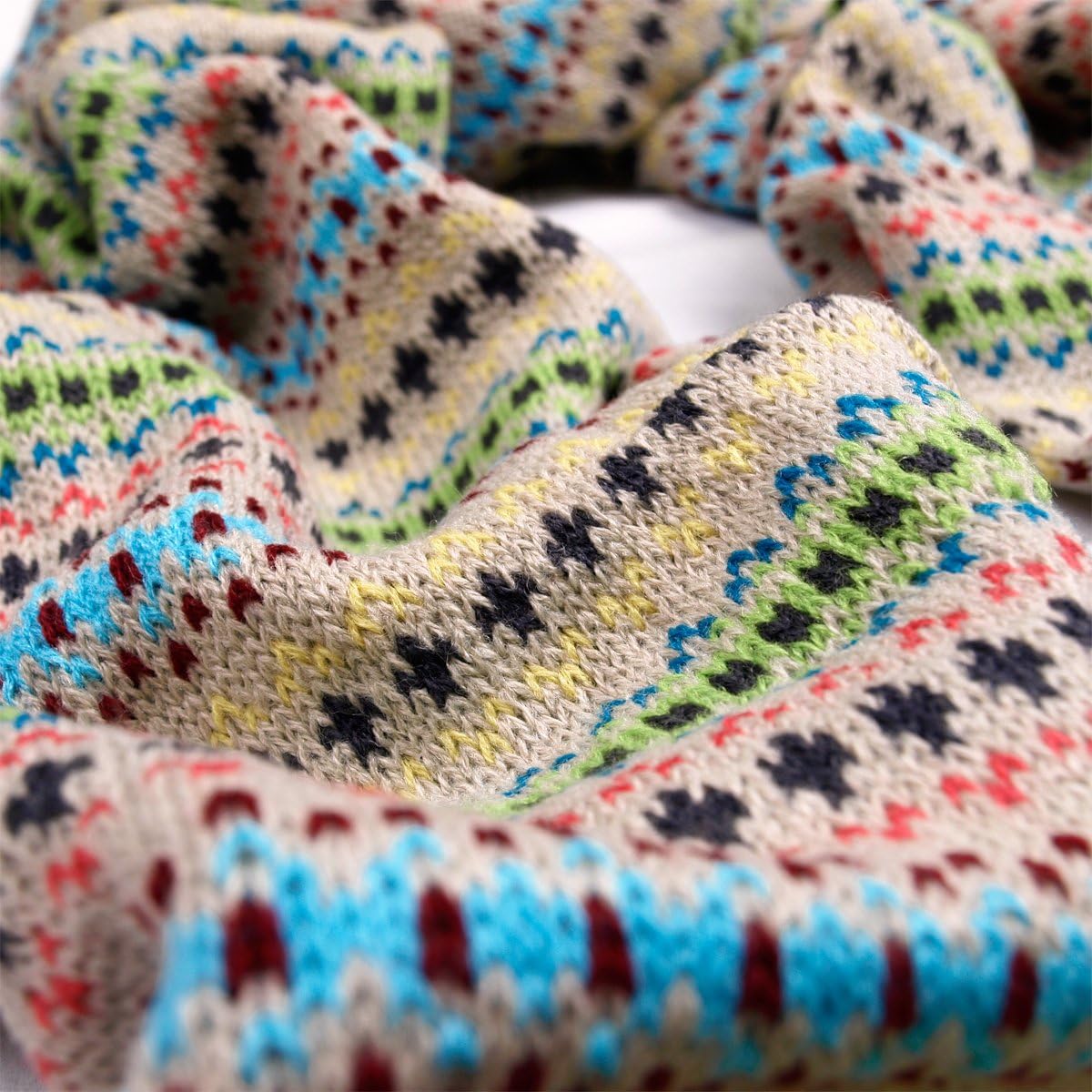 Premium Multi Color Fair Isle Knit Long Warm Winter Scarf - Diff Colors Avail - Image 3