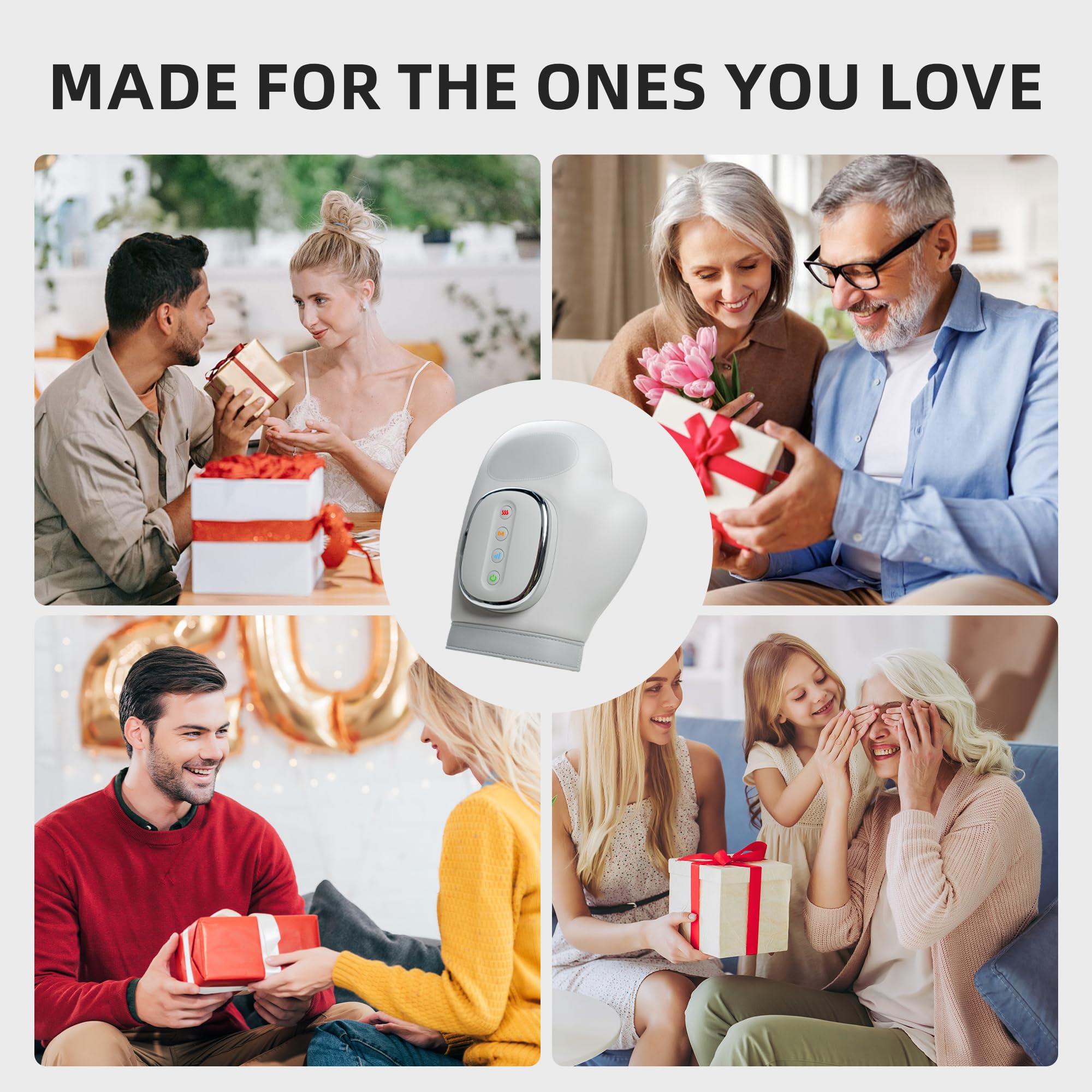 brenzo Smart Handmassagegerät mit Wärme und Kompression - 3 Modi, 5 Intensitäten, Kabelloser Luftdruck für Arthritis & Handschmerzlinderung - Tragbar für Zuhause, Büro, Reisen - Ideales