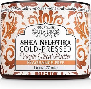 Shea Terra Organics 100% Organic Cold-Pressed Virgin Shea Butter – Fragrance-Free | Natural Anti-Aging Daily Skin, Nails & Hair Cream to Soften Dry Skin, Reduce Wrinkles & Stretch Marks – 6 oz
