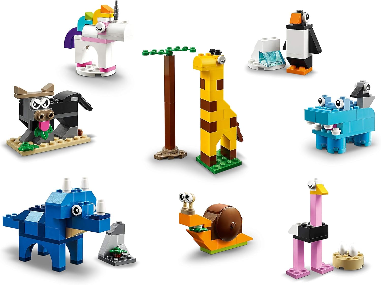LEGO Bricks and Animals 11011 Classic Creative Toy (1,500 Pieces) — Brick-Built 10 Amazing Animal Figures — Family Christmas Holiday Bundle for Kids Ages 4 and up — BROAGE Drawstring Bag