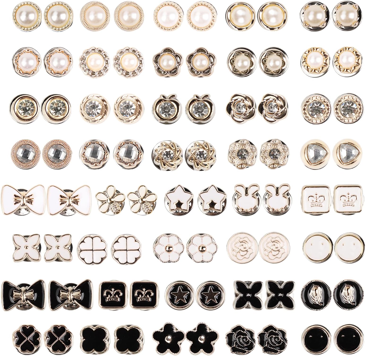 80PCS Women Brooch Buttons, Alloy Small Cover Up Buttons Safety Invisible Modesty Pins Prevent Accidental Exposure for Dress Blouse Low Cut Tops Cloth Decoration (40 Styles)